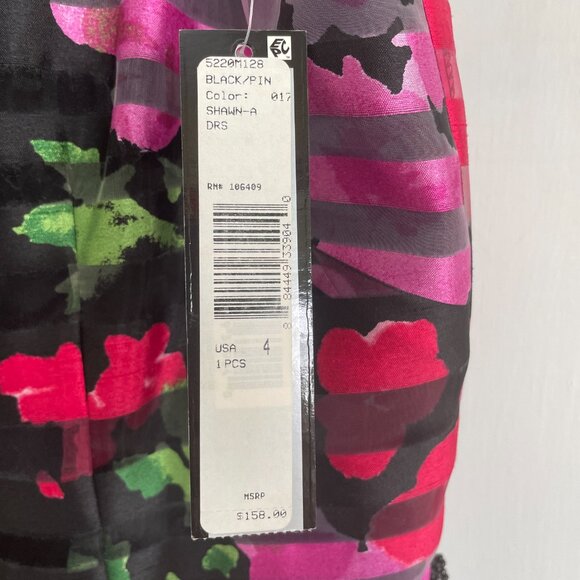 Women's Tahari Shawn Illusion Floral Embroidered Fit & Flare Dress | Size 4 - Picture 6 of 7